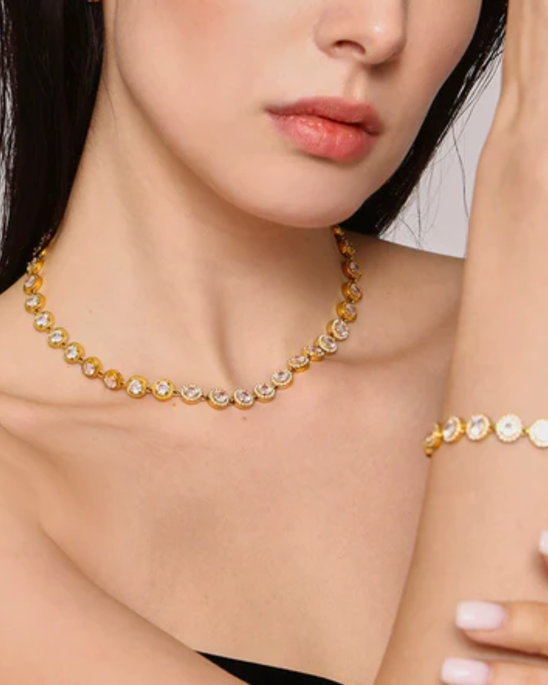 Conjunto Alice- banhado a ouro 18k em aço inoxidável com zirconia