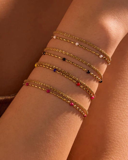 Pulseira Elisabeta — aço inoxidável banhada a ouro 14k