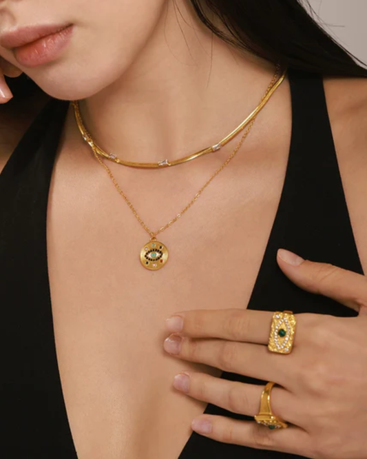 Conjunto Cleo- banhado a ouro 18k em aço inoxidável