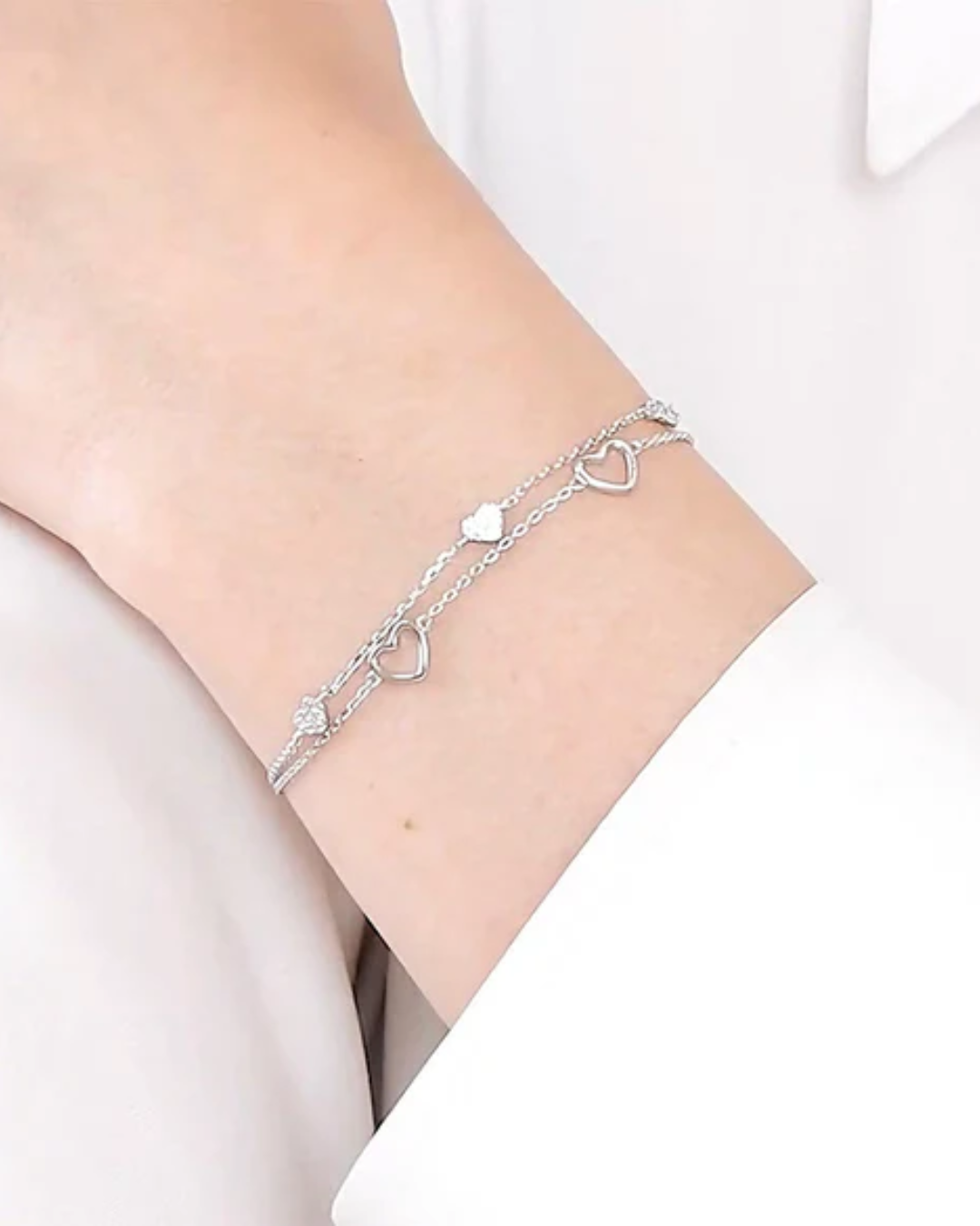 Pulseira Allegra — aço inoxidável com acabamento prata esterlina