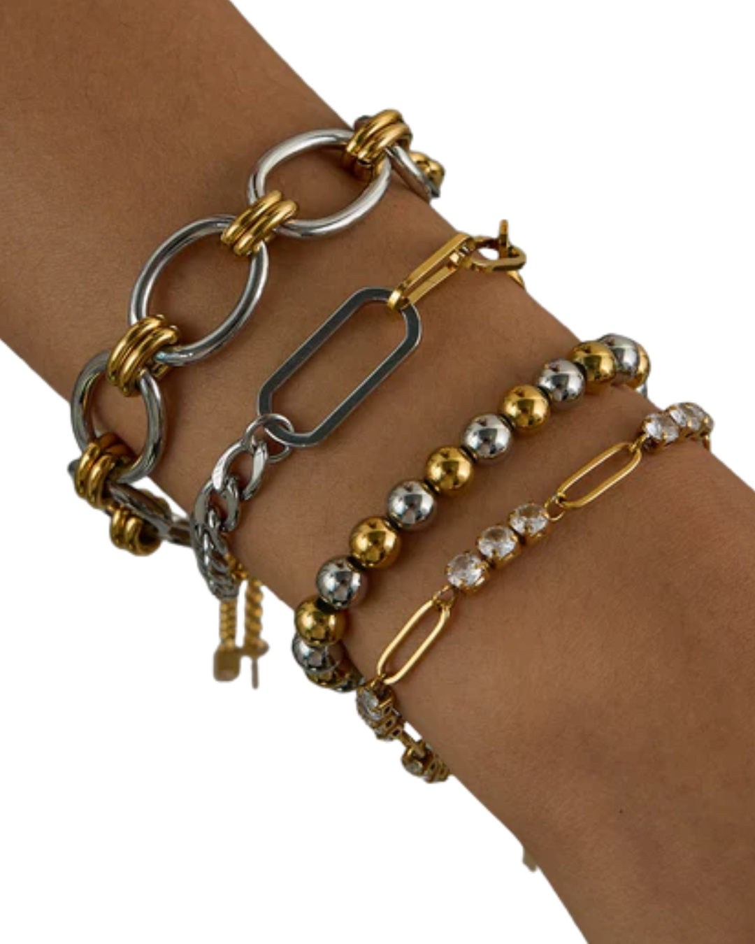 Conjunto leonor- banhado a ouro 18k em aço inoxidável