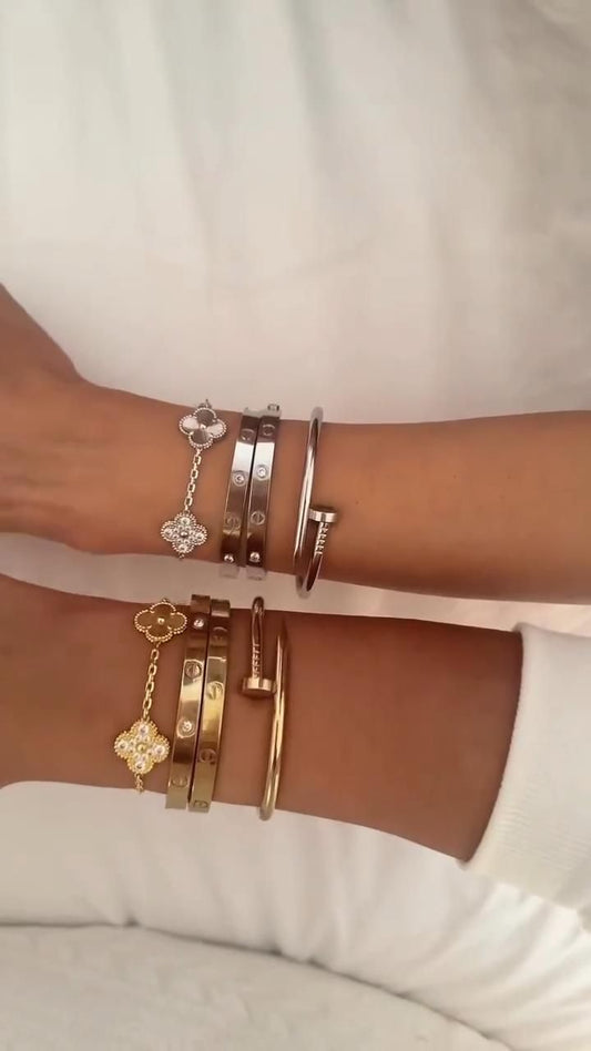 Super Conjunto Pulseiras Auria- banhado a ouro 18k em aço inoxidável