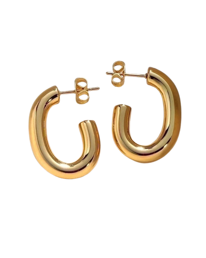 Brincos Elegantes em Aço Inoxidável Banhados a Ouro 18K