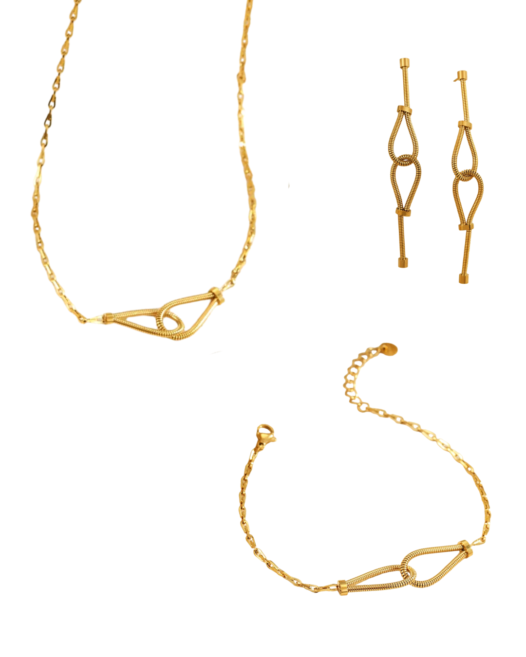 Conjunto Ancora- banhado a ouro 18k em aço inoxidável