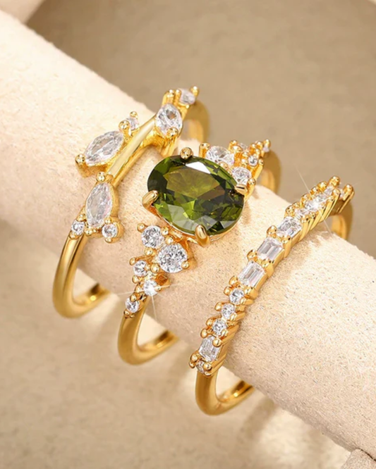 Conjunto Anel Lancastre banhado a ouro 24k em aço inoxidável