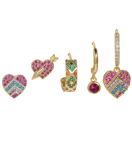 Conjunto Brincos Vittoria — banhado a ouro 18k em aço inoxidável