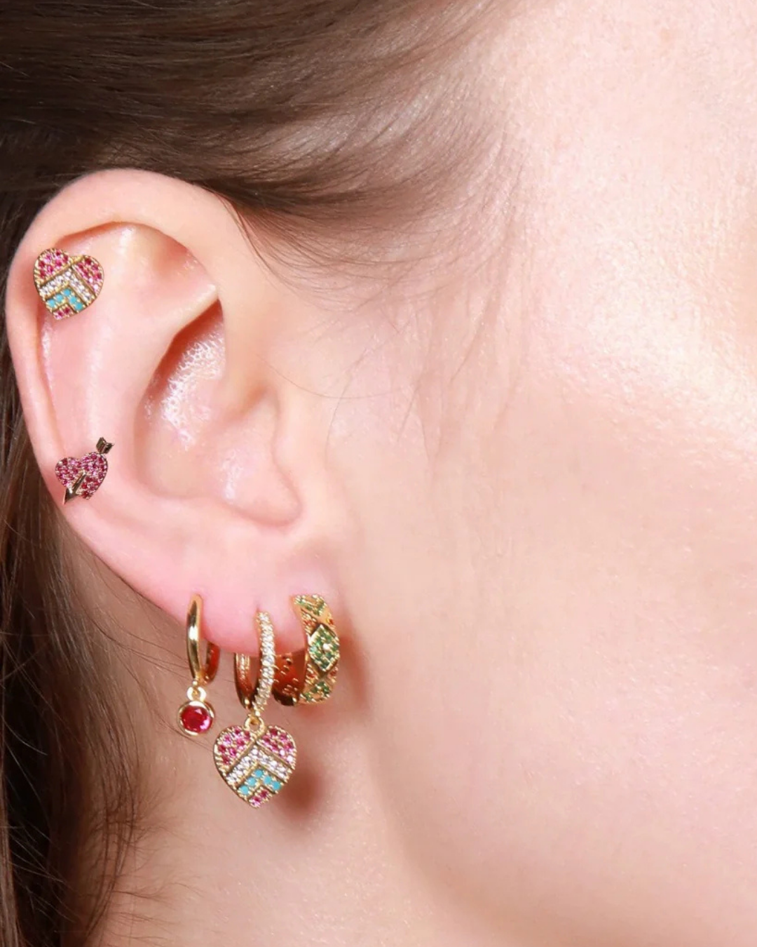 Conjunto Brincos Vittoria — banhado a ouro 18k em aço inoxidável