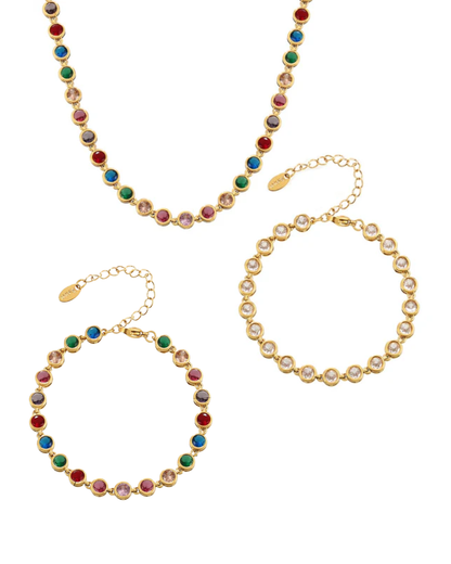 Conjunto Elena- banhado a ouro 18k em aço inoxidável com zirconia