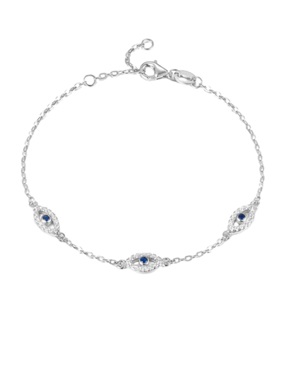 Pulseira Avelina Olho — aço inoxidável com acabamento prata esterlina