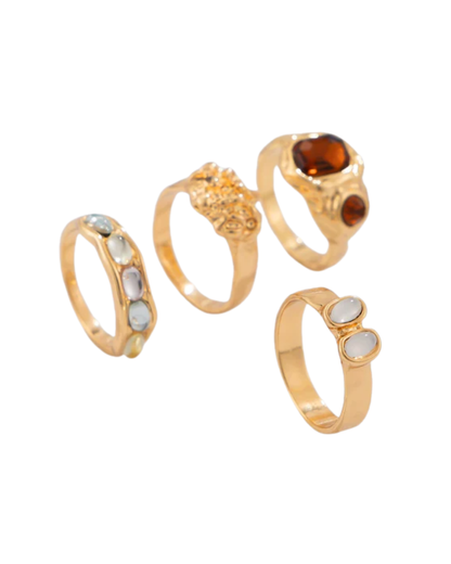 Conjunto Maria de Bragança banhado a ouro 24k em aço inoxidável