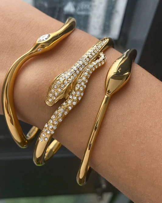 Conjunto 3 Pulseiras- banhado a ouro 18k em aço inoxidável