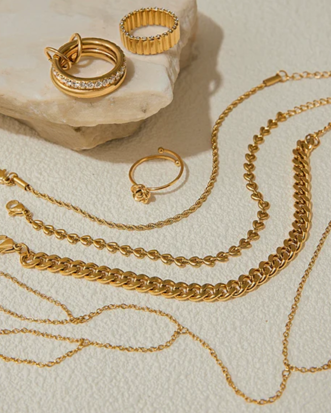 Conjunto Diana - banhado a ouro 18k em aço inoxidável