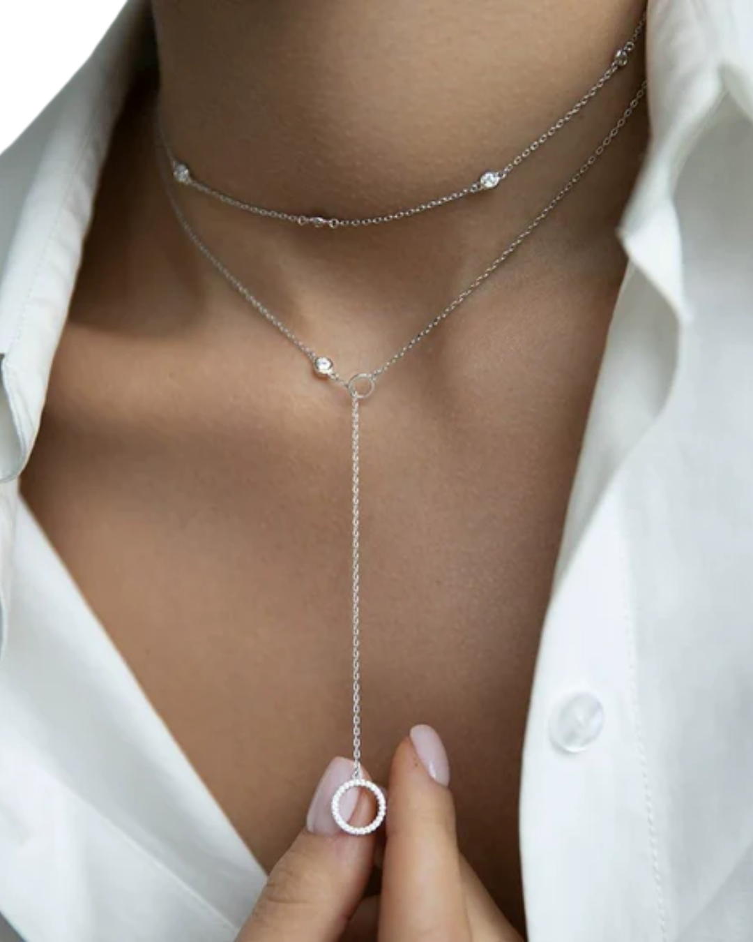 Conjunto Fio Giada Prata — em aço inoxidável