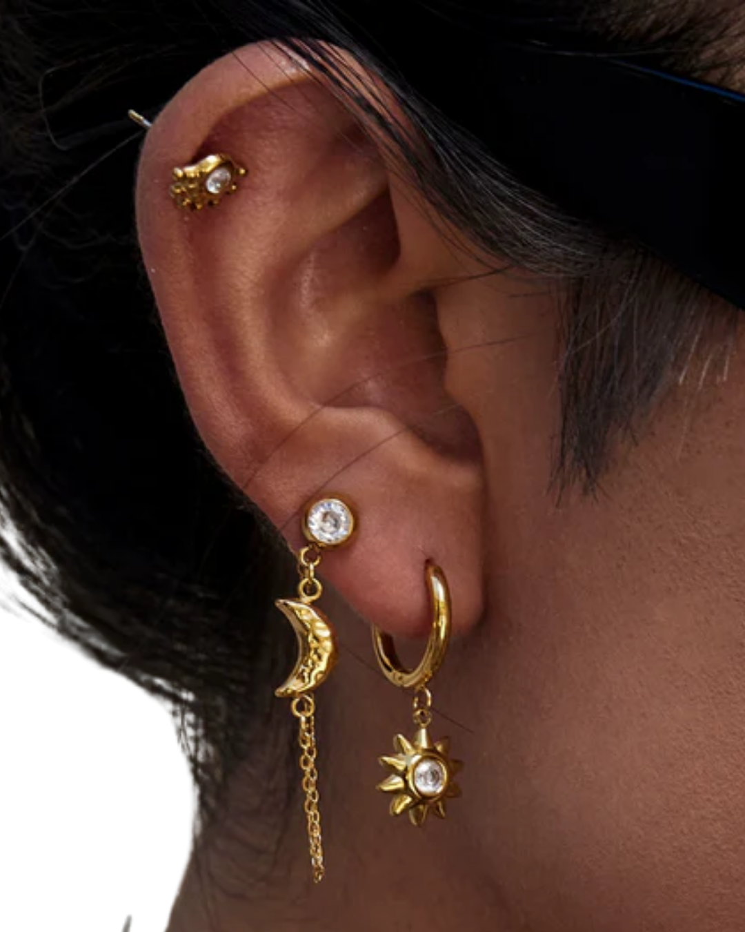 Conjunto Brincos Fiora — banhado a ouro 14k em aço inoxidável