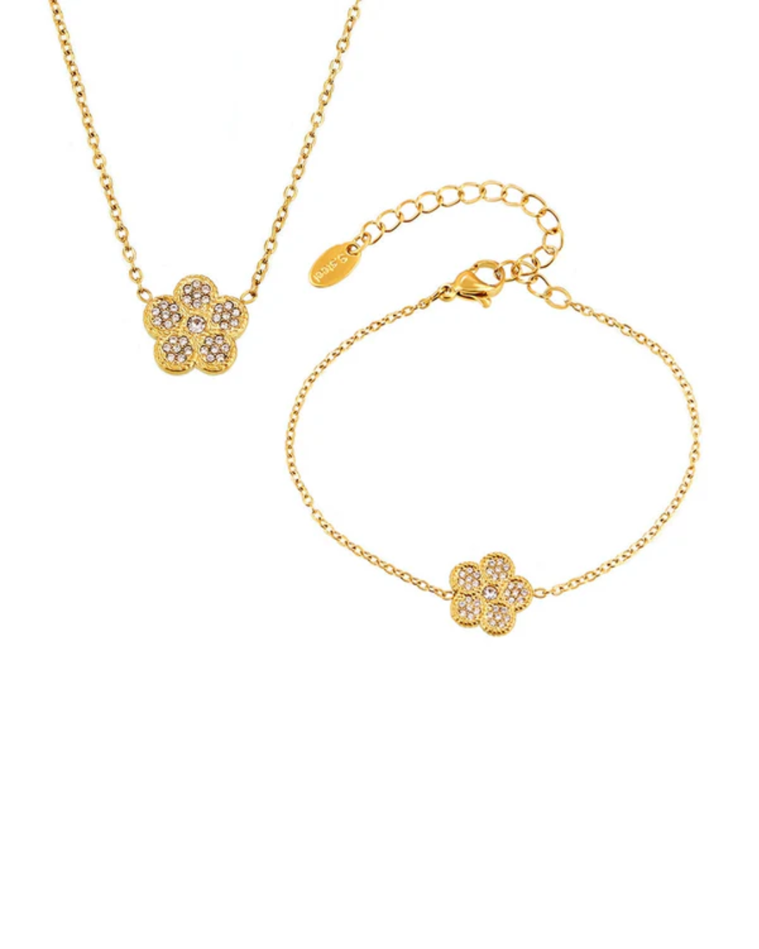 Conjunto Flora - banhado a ouro 18k em aço inoxidável