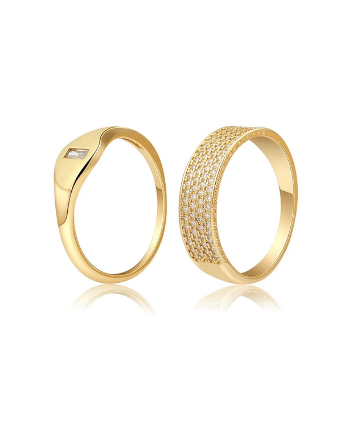 Conjunto Marabella anéis banhado a ouro 24k