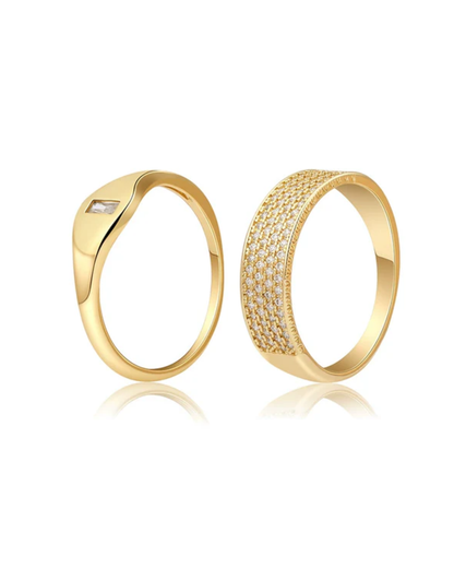 Conjunto Marabella anéis banhado a ouro 24k