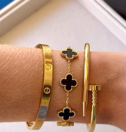 Super Conjunto Pulseiras Auria- banhado a ouro 18k em aço inoxidável