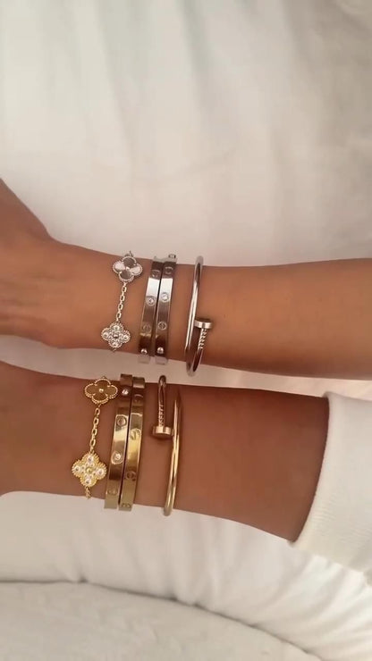 Super Conjunto Pulseiras Auria- banhado a ouro 18k em aço inoxidável